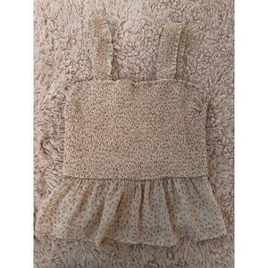 Japna beige smocked peplum tank top size large